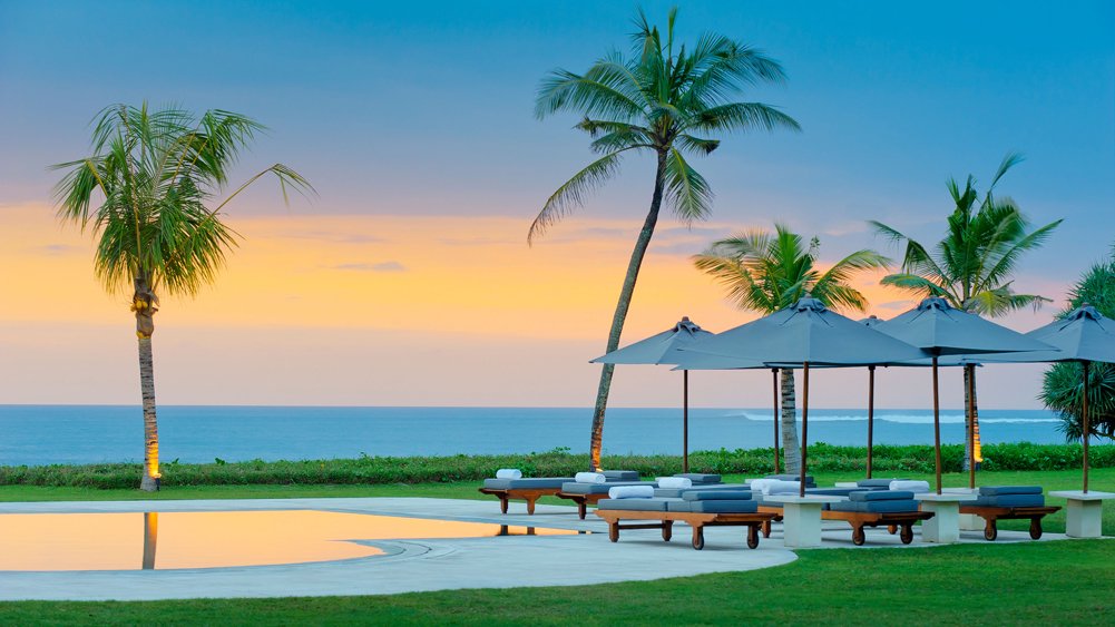 Atas Ombak -  Sunset over the pool
